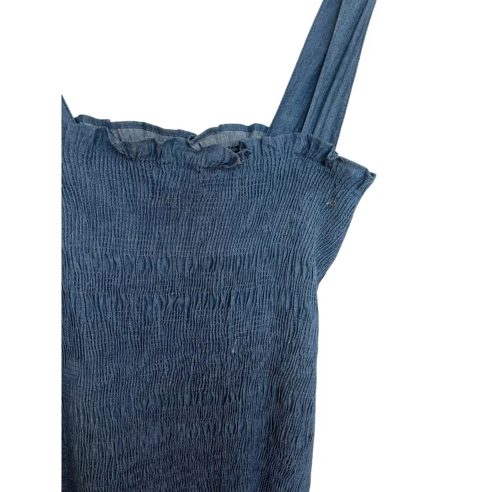 Do + Be Smocked Fitted Dress Large Blue - Image 2