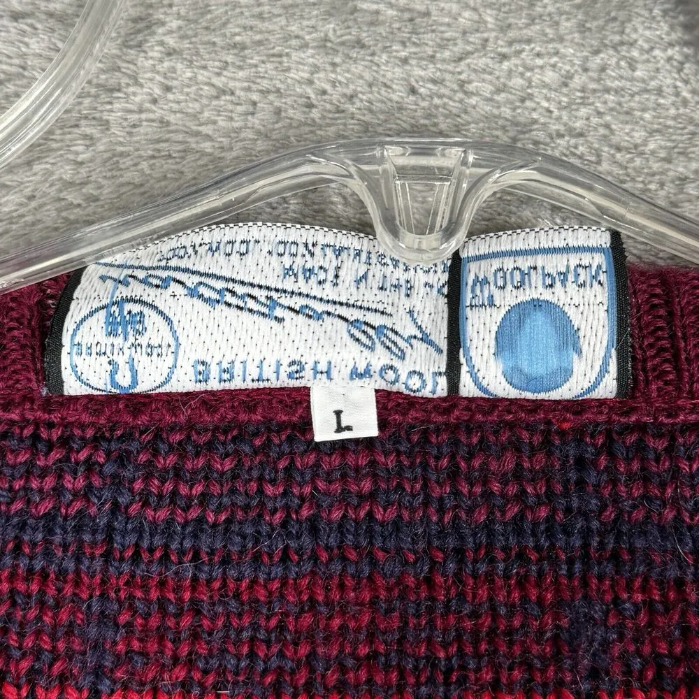 British Wool Sweater Women Large Red Plaid Nordic Cardigan Boho Bohemian Vintage - Image 6