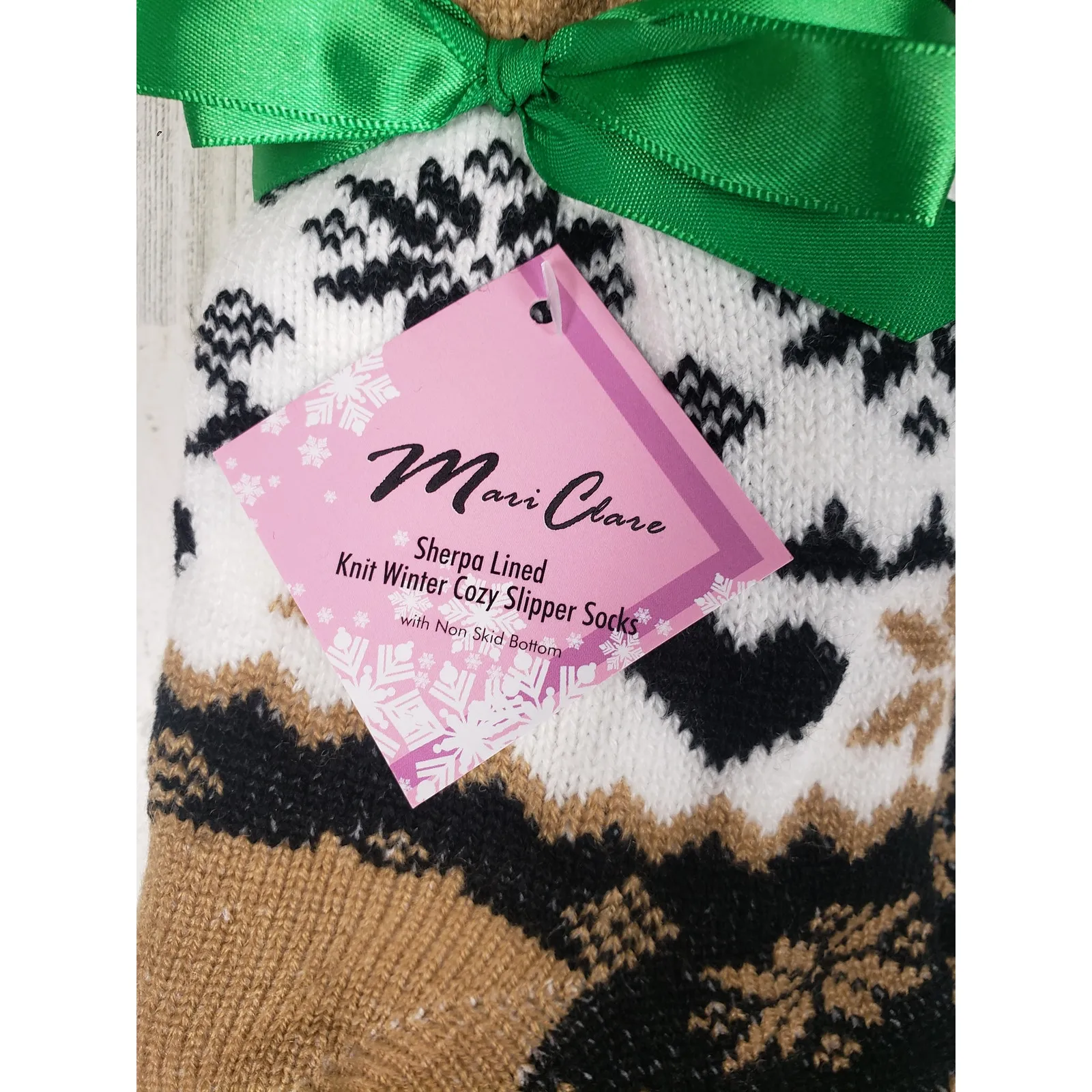 NWT Sherpa Lined Knit Winter Snowflake Holiday Design No - Image 3