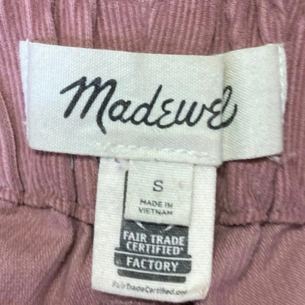 Madewell Women's Pink Corduroy Pull On Tapered High Rise Trousers Pants Size S - Image 4