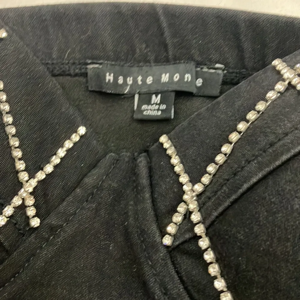 Haute Monde black denim rhinestones cropped top woman’s size medium - Image 6