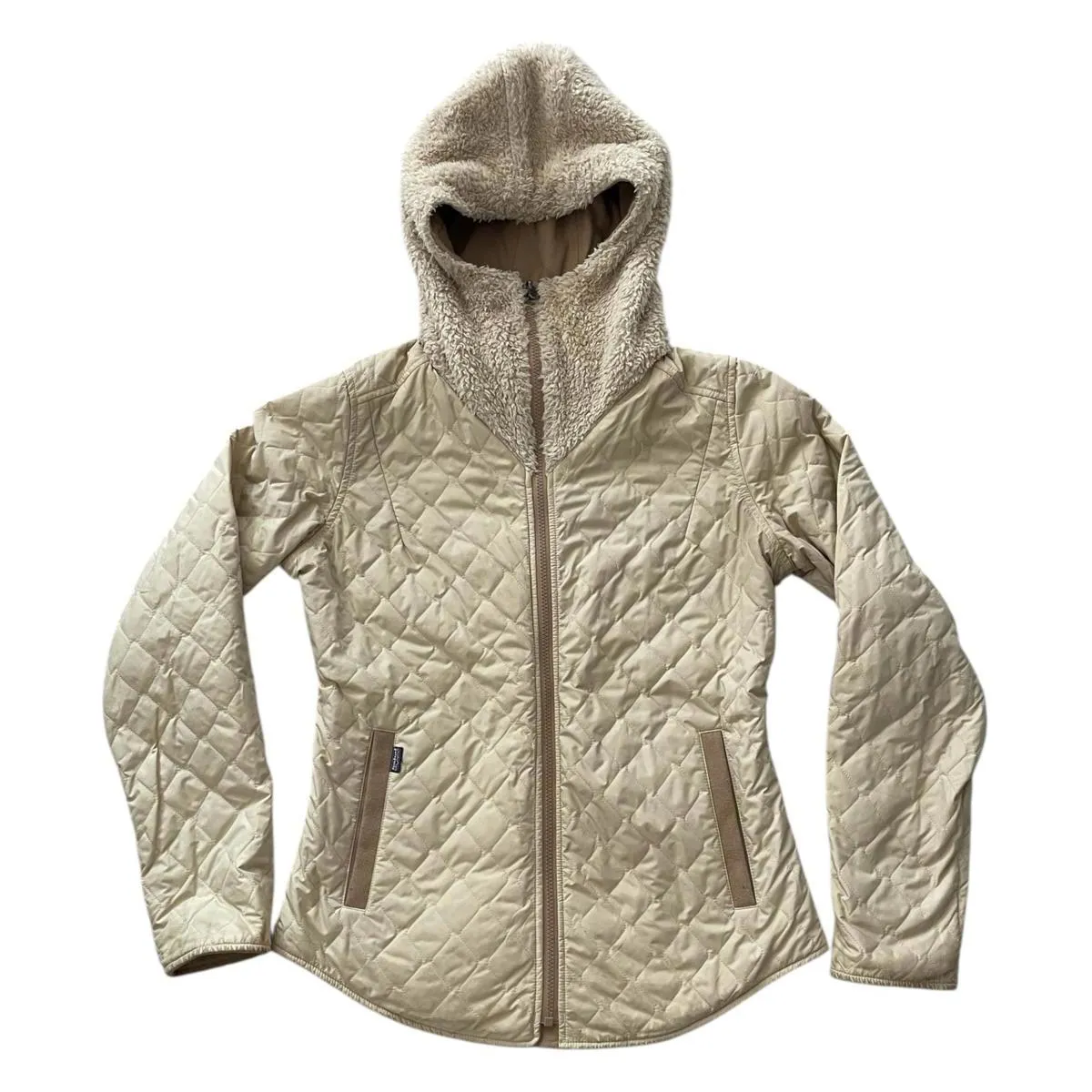 Patagonia Jacket Felted Wool Reversible Hood Quilted Camel Women's Size Medium - Image 2