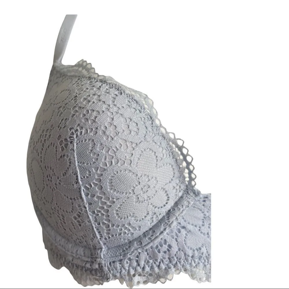 Aerie Lace Deep V Underwire Bralette Light Blue 32D - Image 8