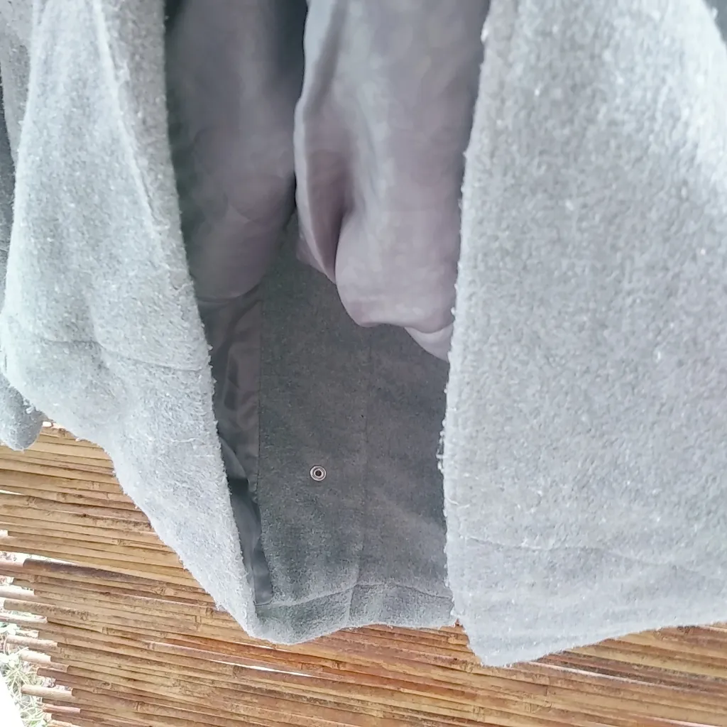 Guess M Gray Fleece Double Breasted Jacket Coat - Image 2