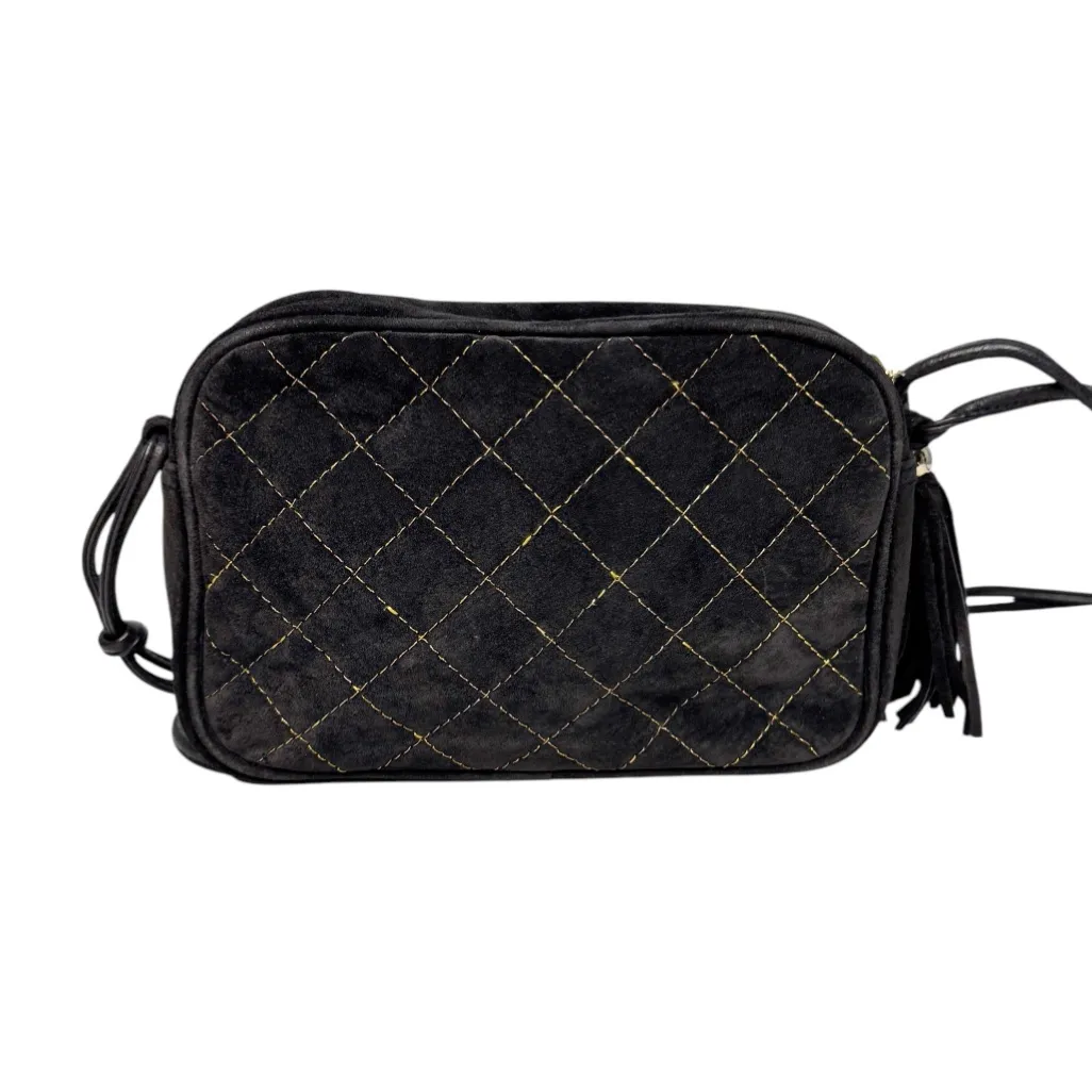 JENNIFER MOORE BLACK SUEDE QUILTED CROSSBODY WITH TASSEL - Image 2
