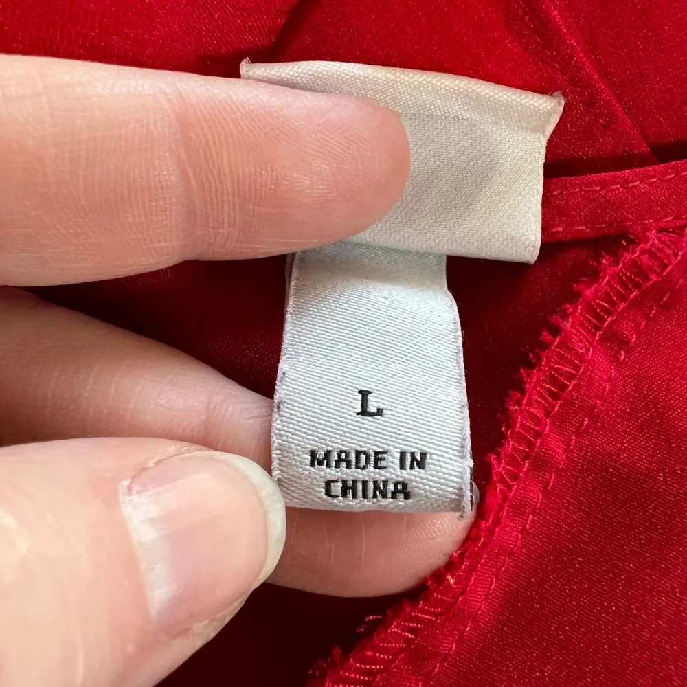 A New Day Womens Maxi Dress Layered Ruffled Faux Wrap V Neck Red Large - Image 10