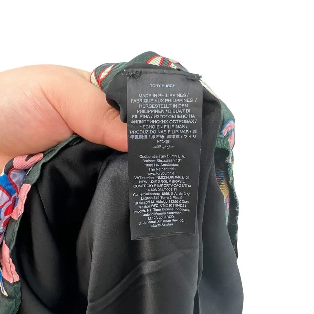 Tory Burch Floral Longsleeve Silk Twill Shift Dress Black Mountain Floral Size 0 - Image 13