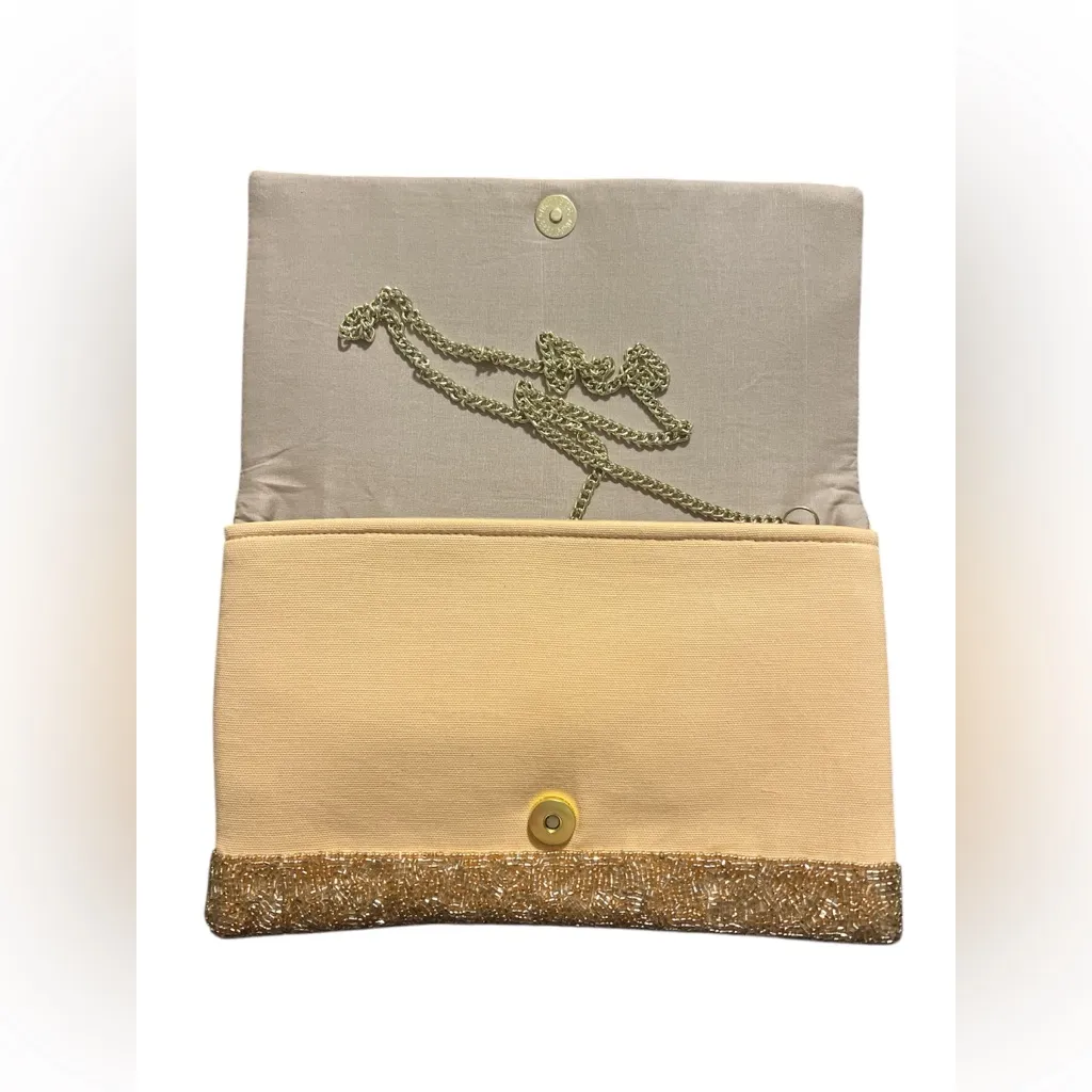 Mrs Beaded Clutch Crossbody Purse Bag Snap Rose Gold Pink White Bride Party Bach - Image 4