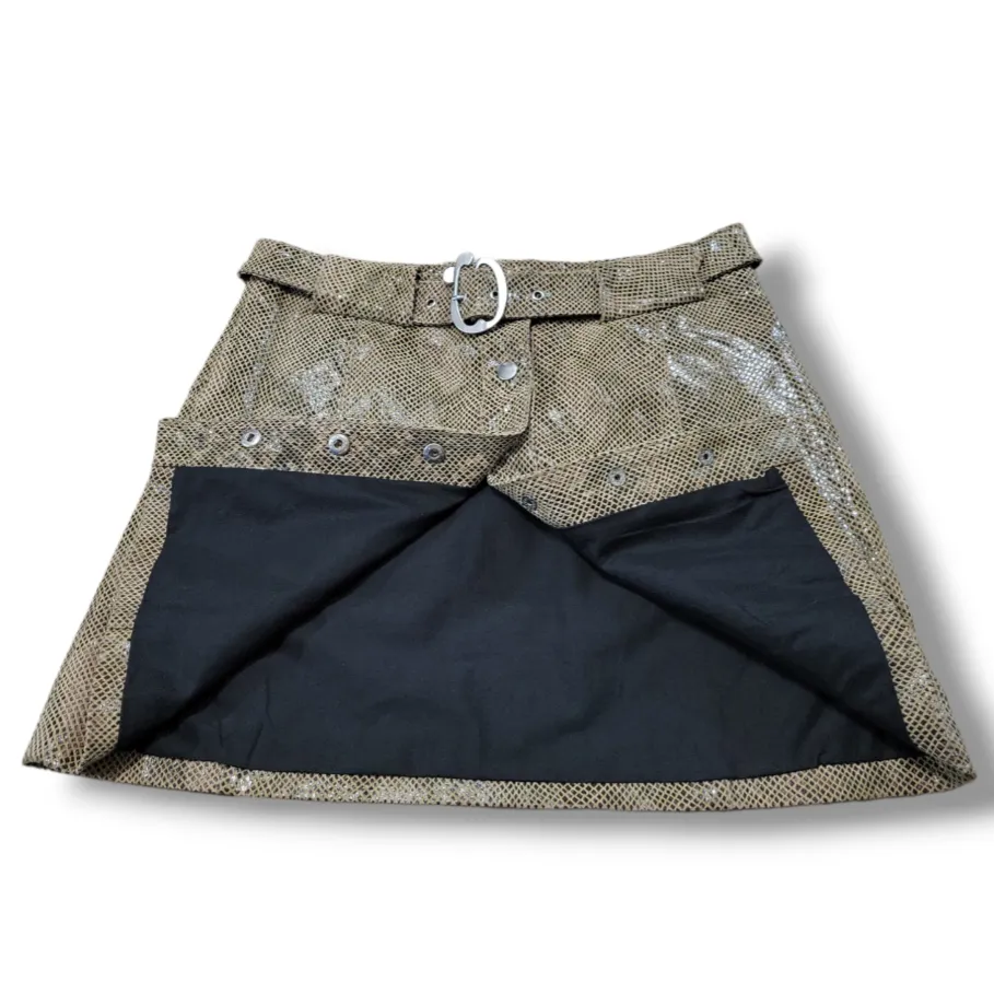 Zara Skirt Size Small 29" Waist A-Line Skirt Belted Snakeskin Print Animal Print Skirt  - Image 4