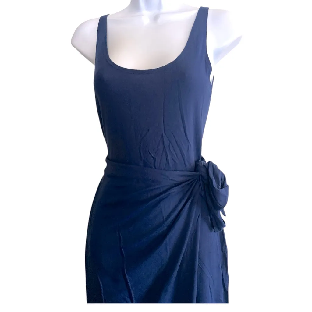 Reformation Kaila Knit Wrap Dress Scoop Neck Navy Blue Size‎ S - Image 3