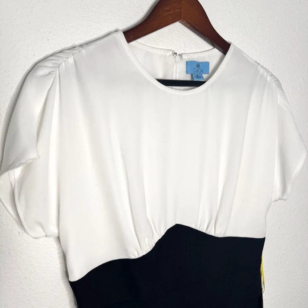 Crece Women black white Colorblocked Dolman Short Sleeve Dress size 8 NWT $99 - Image 3