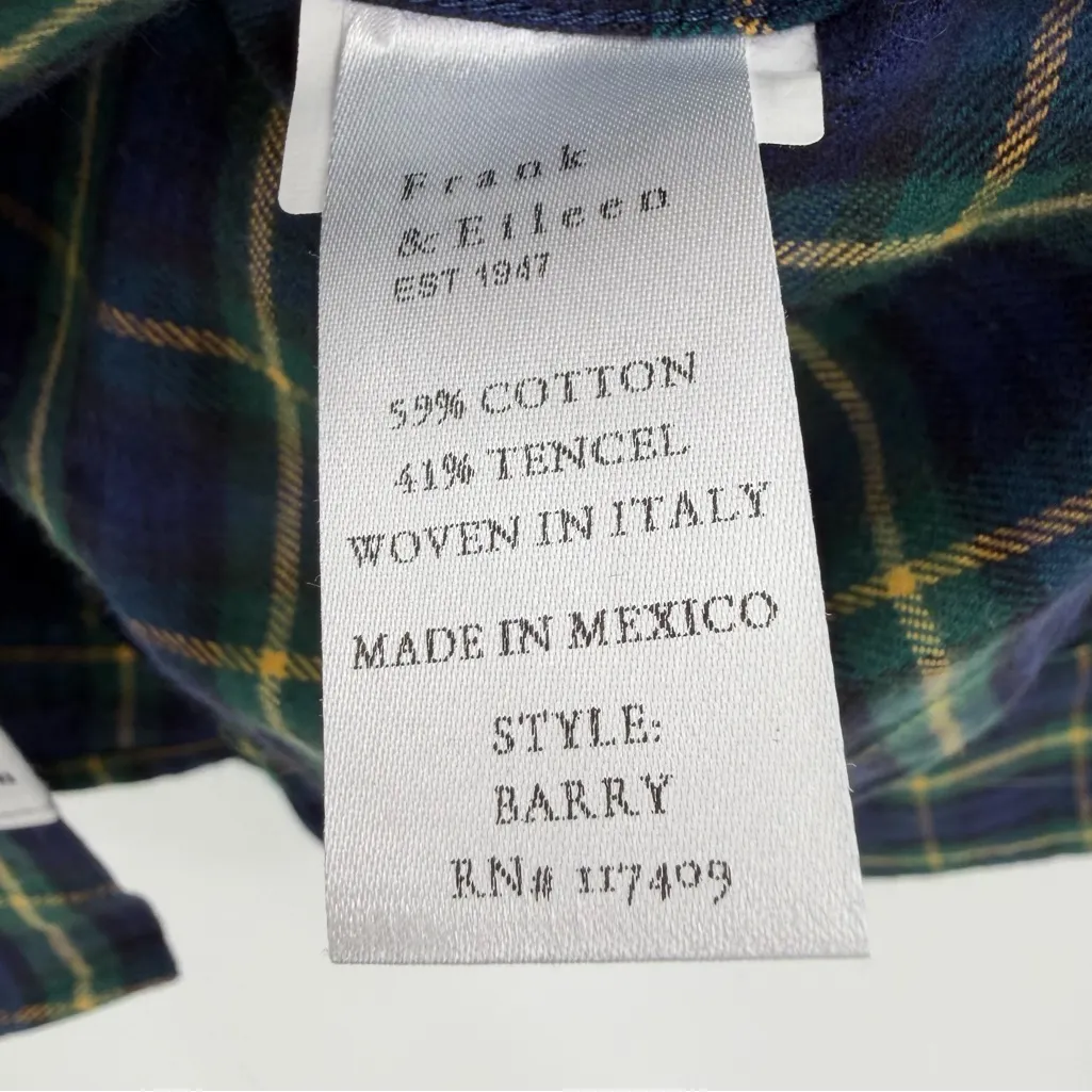 Frank & eileen green button down long sleeve shirt large - Image 4