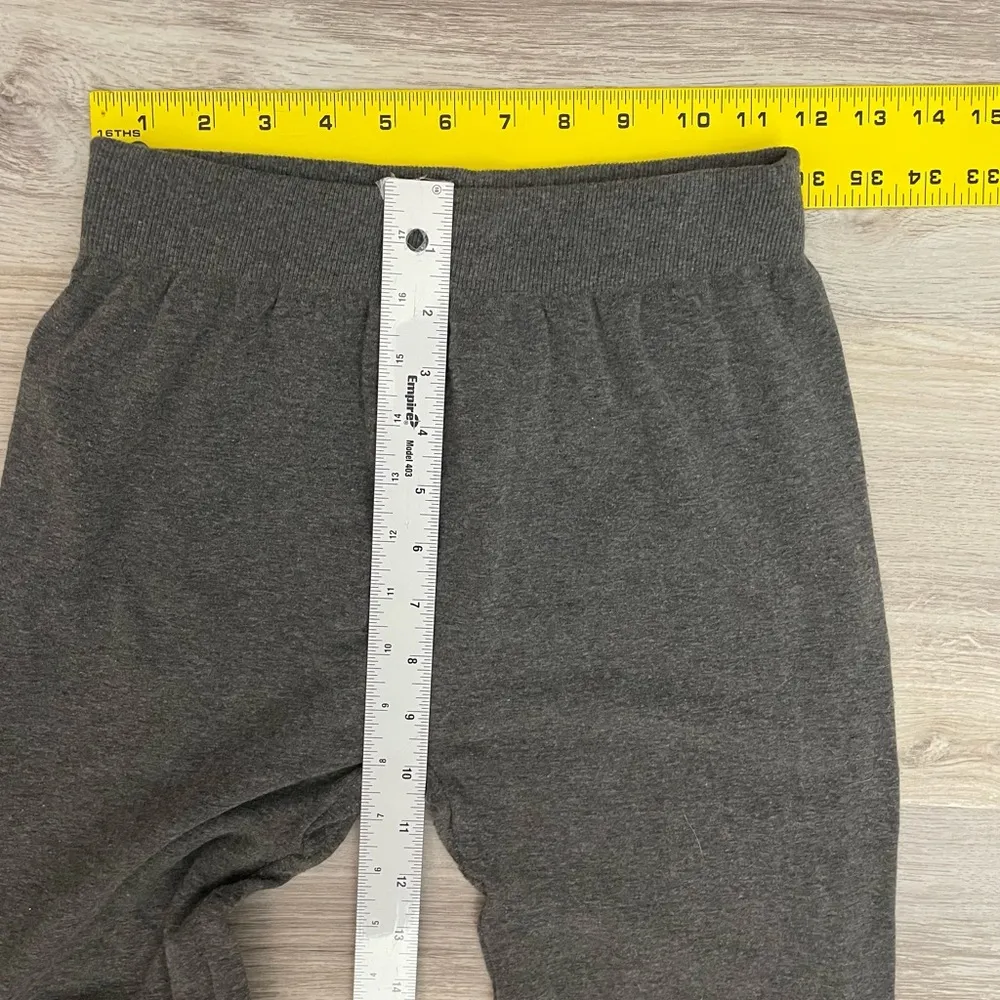 Gray Elastic Waist Pull On Full Length Leggings One Size Fits All - Image 8