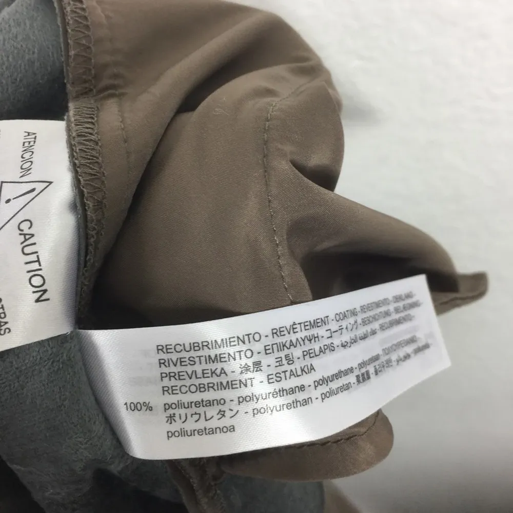 Zara Pleather Pleated High Waist Shorts Medium Faux Leather Taupe - Image 8