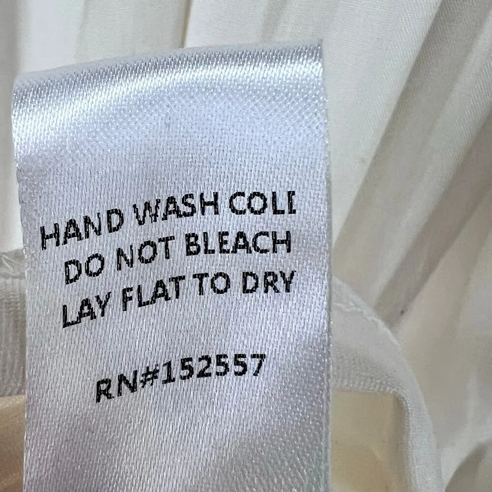 Piper & Scoot Maxi Dress Womens L Cream Embroidered Floral Boho Cottage Modest Size L - Image 13