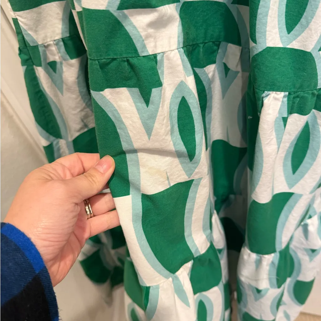 ANTHROPOLOGIE The Somerset ShirtDress in Green Geometric Print size M Petite - Image 7