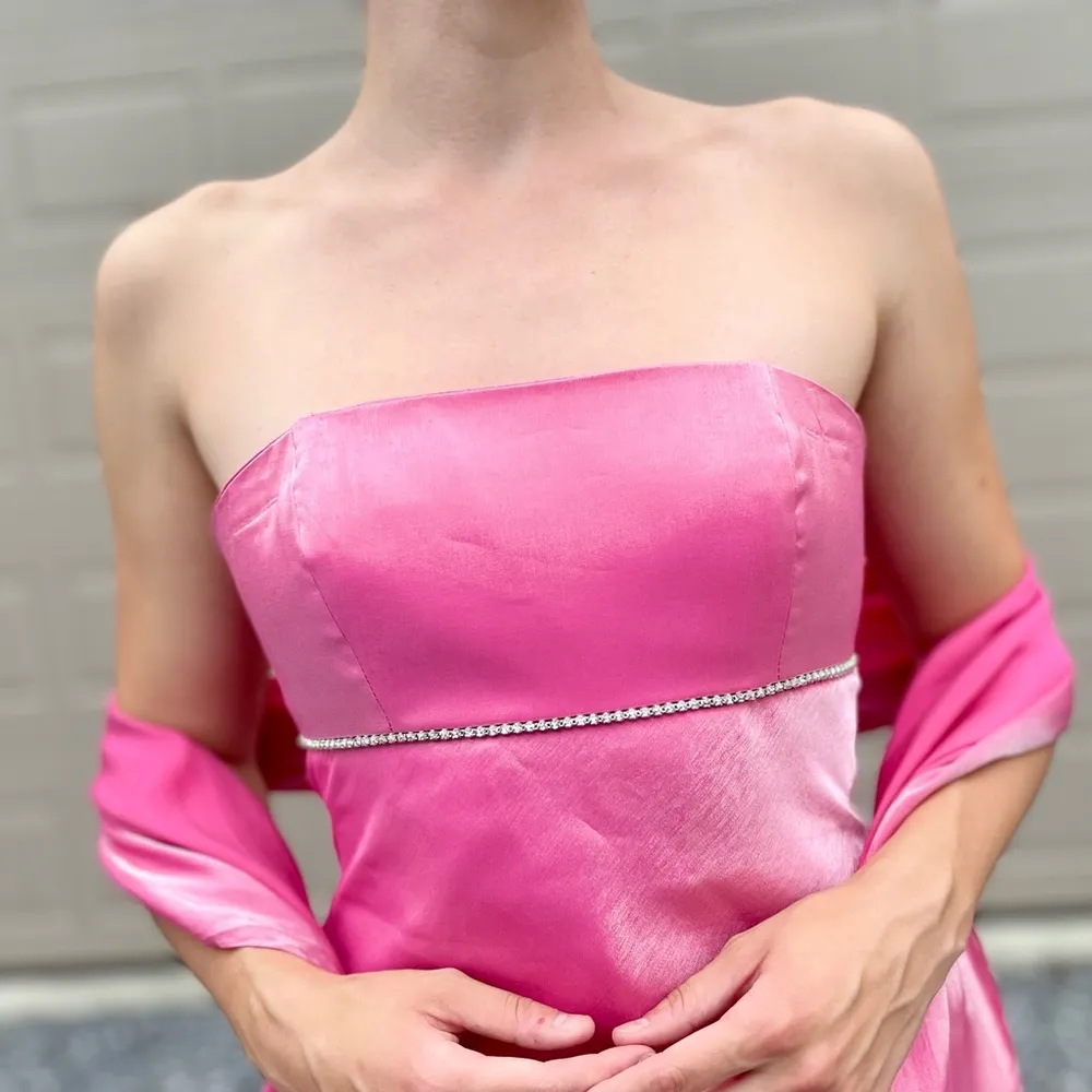 Y2K Vintage Cache Pink Barbiecore Babydoll Corset Back Prom Formal Gown 4 - Image 6