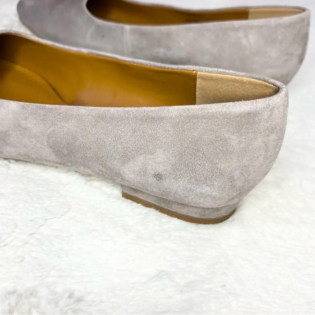 Halston Taupe Gray Suede Leather Linda Flats Size 7 Low Heel Ballet Shoes Office - Image 9
