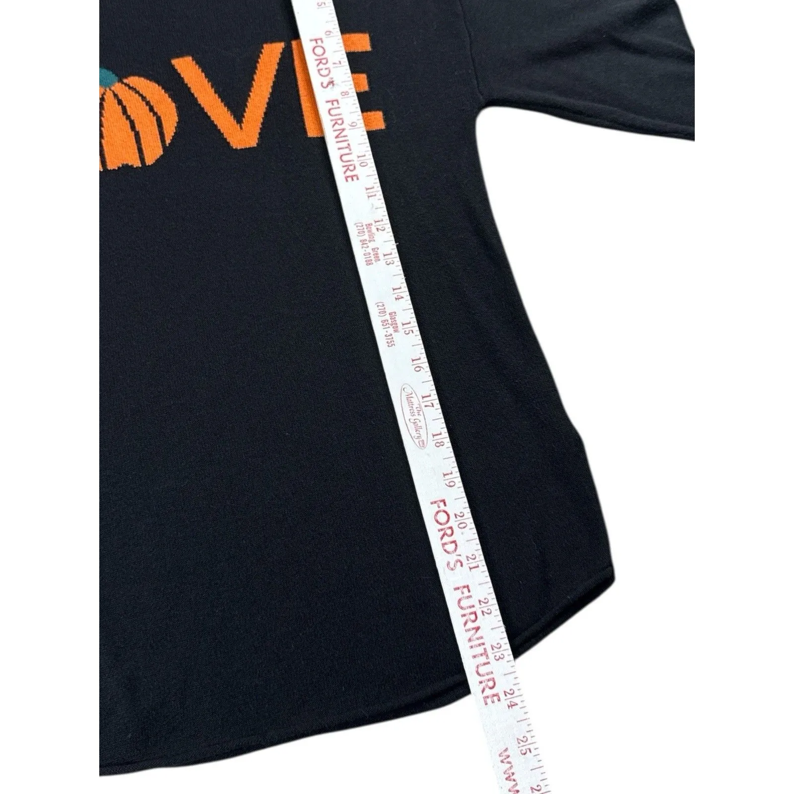 Rachel Zoe Black Sweater Pumpkin Love Graphic‎ Small Cashmere Blend Fall Fashion - Image 5