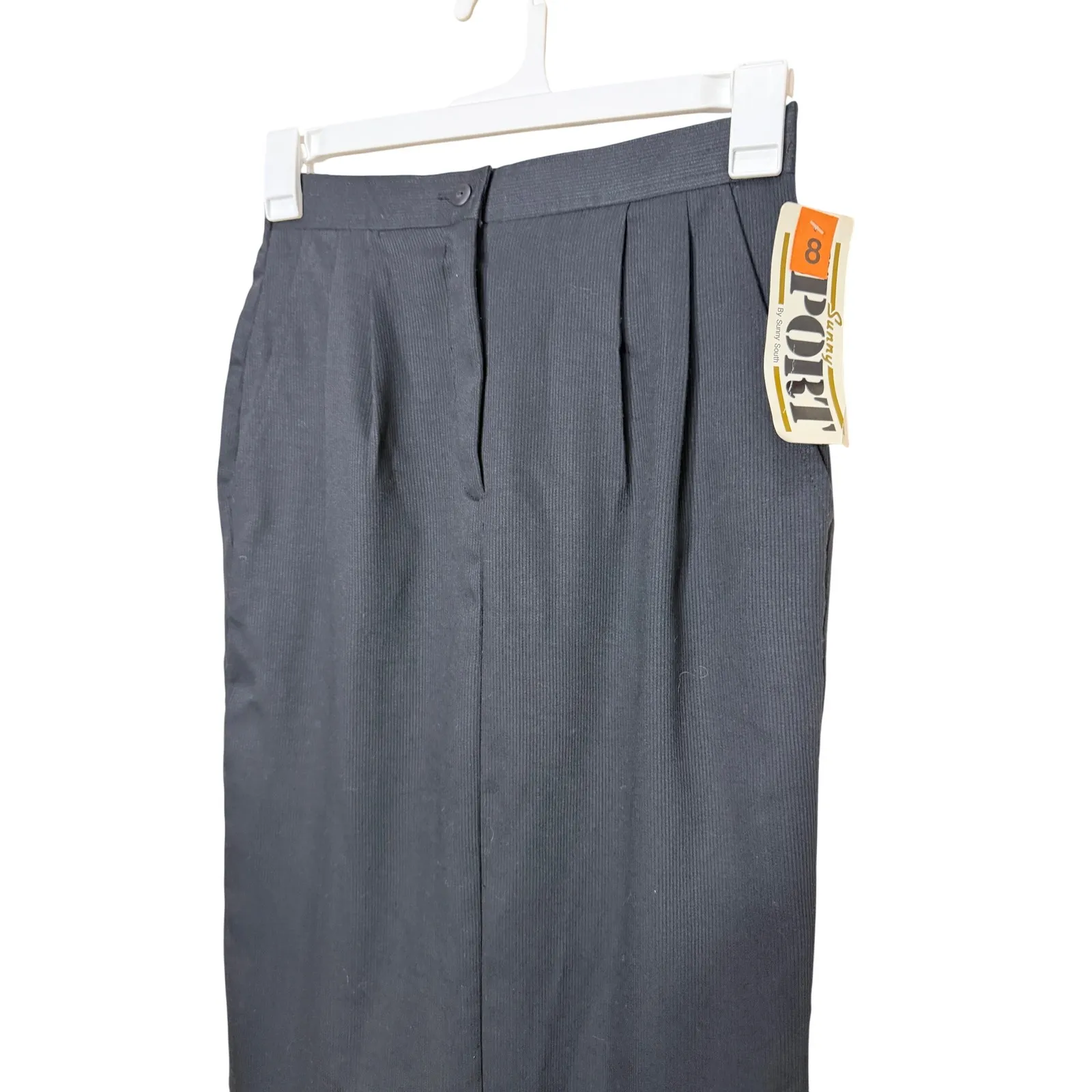 Vintage Sunny Sport by Sunny South Black Pleated Midi Skirt Size 8 - Image 2