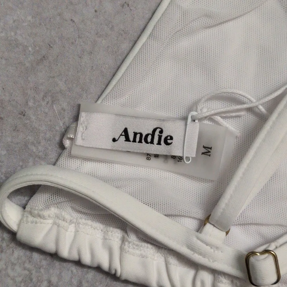 Demi Moore x Andie Tropez Top Triangle White Swimwear Bathing Suit Size M New - Image 7