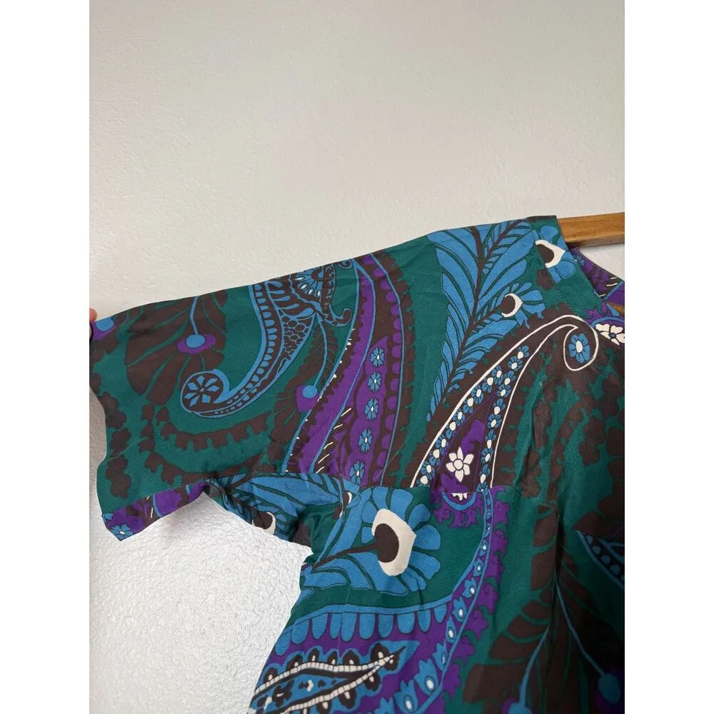 Banana Republic Floral Pattern 100% Silk Dress Womens Sz L Quiet Luxury Career - Image 3