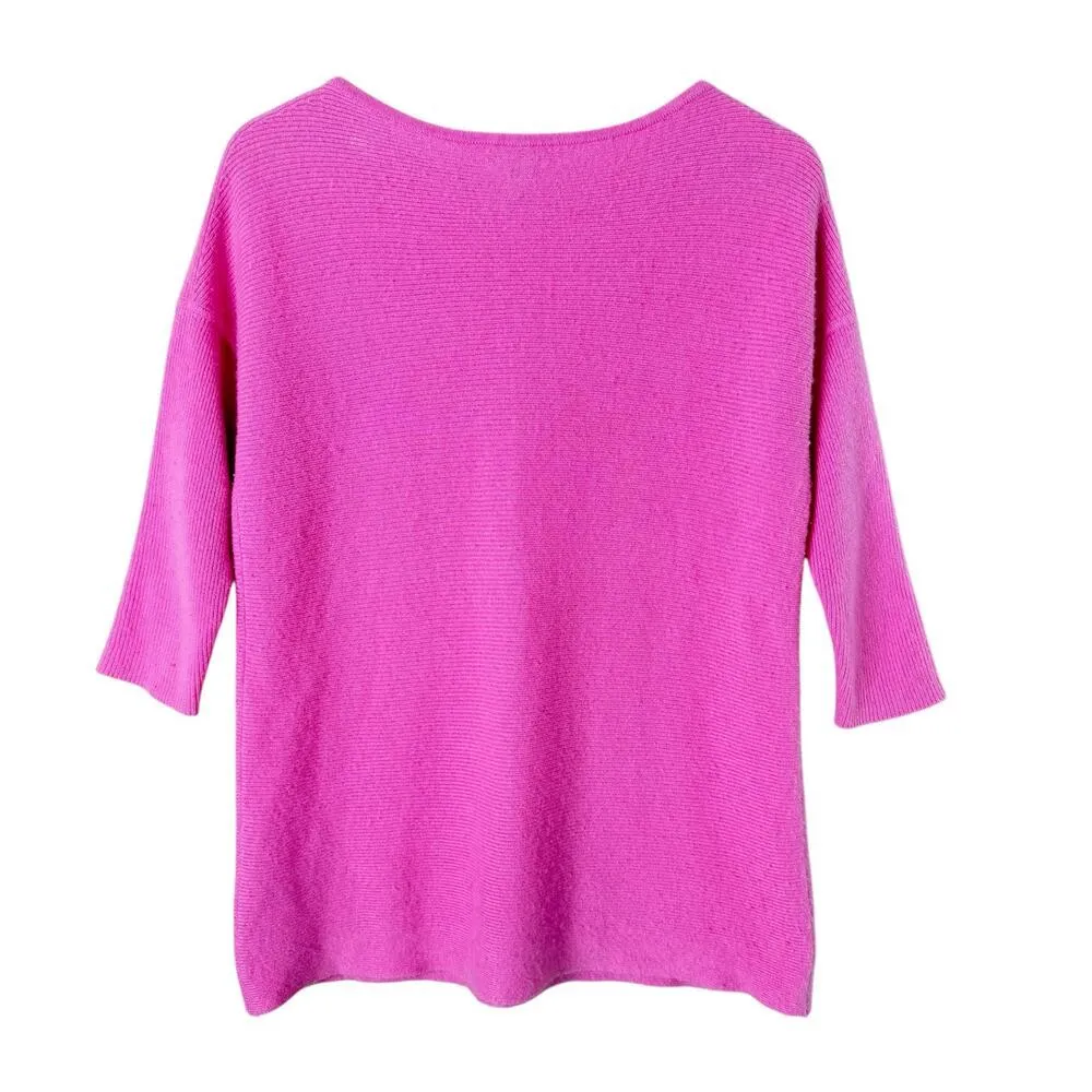 J.Crew Collection Italian Cashmere Sweater‎ in Pink Boatneck 3/4 Sleeves, XS - Image 8