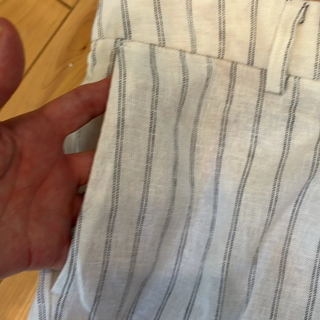 Rachel Zoe hi rise straight leg White & Dark Striped linen pants - Image 8