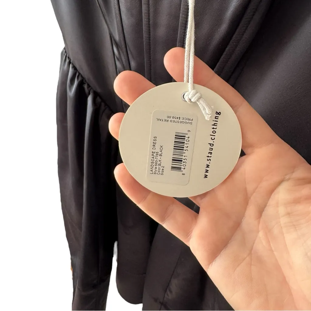 Staud‎ Landscape Mini Dress Satin Black Size 2 - Image 9