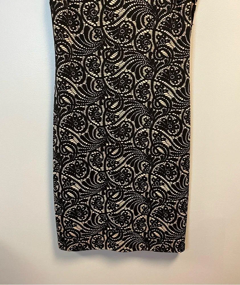 Belle Badgley Mischka Dress Black & Creamy Tan w/Beaded & Lace Neckline Sz 4 NWT - Image 8