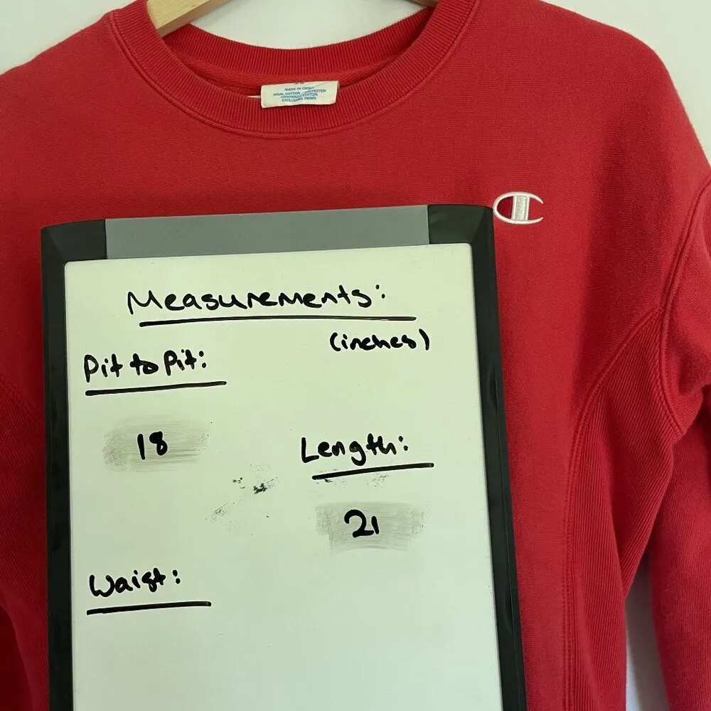 Champion red crewneck sweater women's size XS bright neon color casual top - Image 5