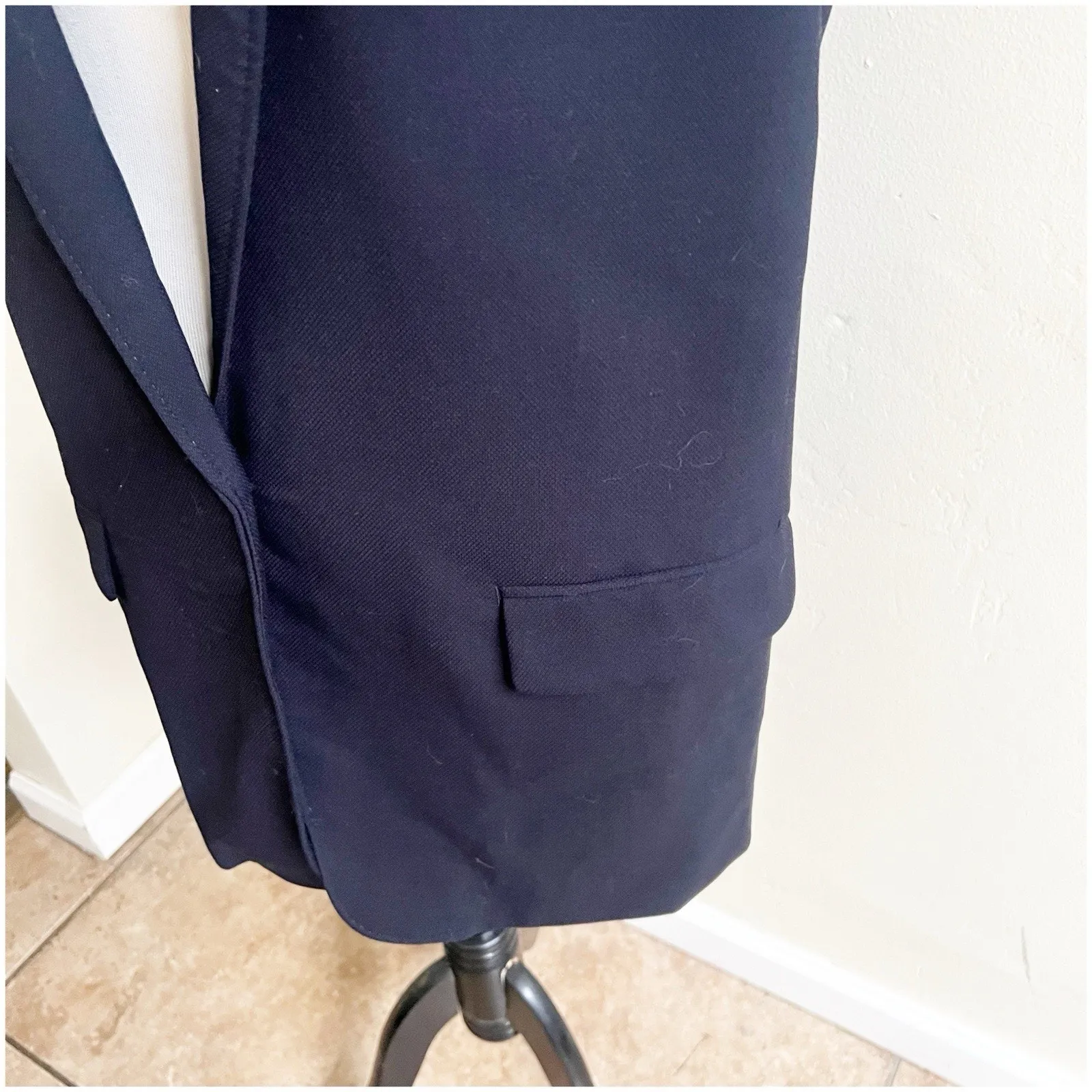 Rag Bone Women’s Francois Wool Crepe Vest Navy Size Large One Button Preppy City - Image 6