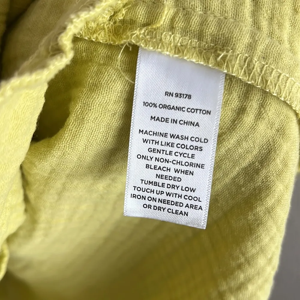 Magaschoni Muted Yellow 100% Organic Cotton Gauzy Dress Boho Lagenlook Small - Image 6