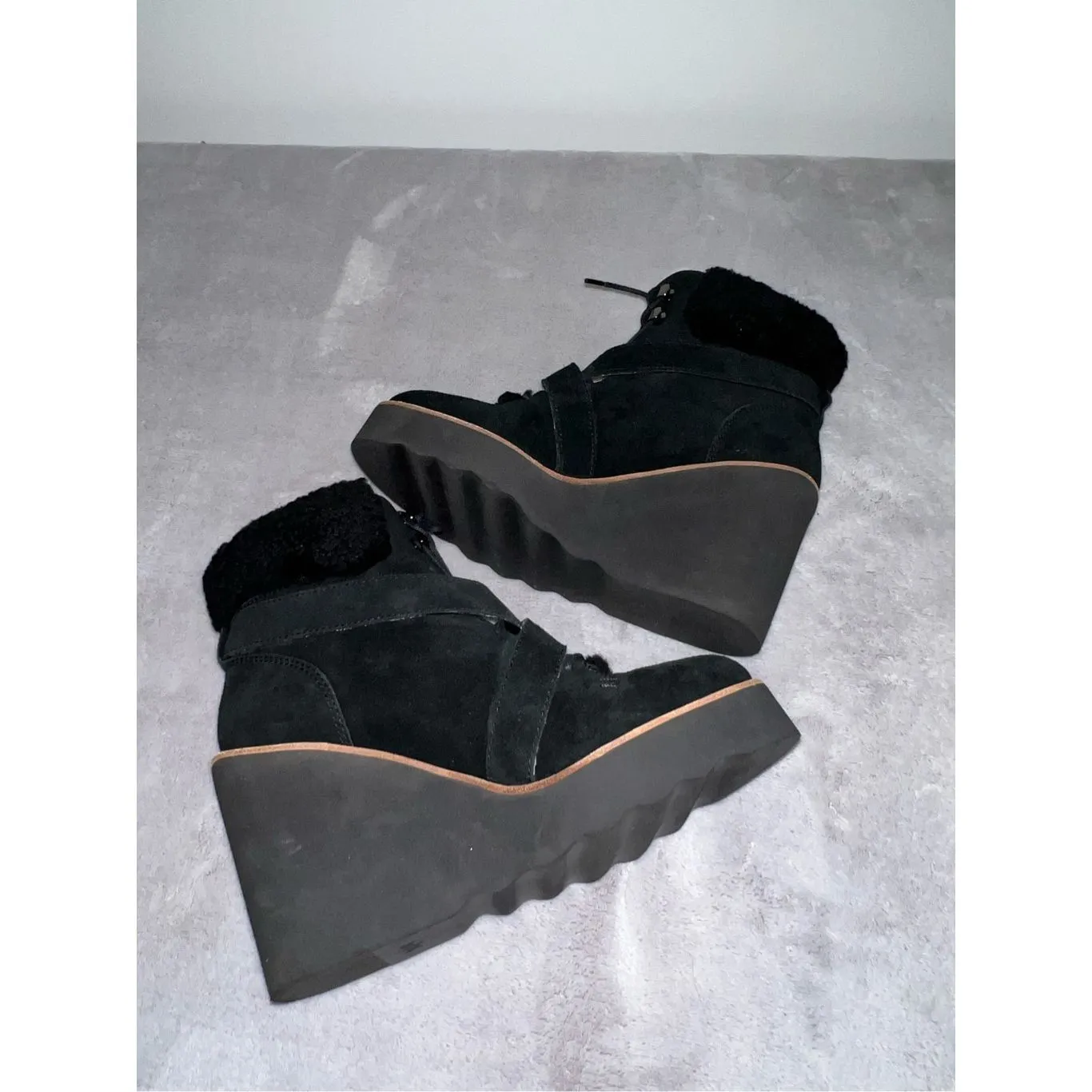 Coach Winter Wegde Black Suede Lace Up Bootie 7 KENNA - Image 5