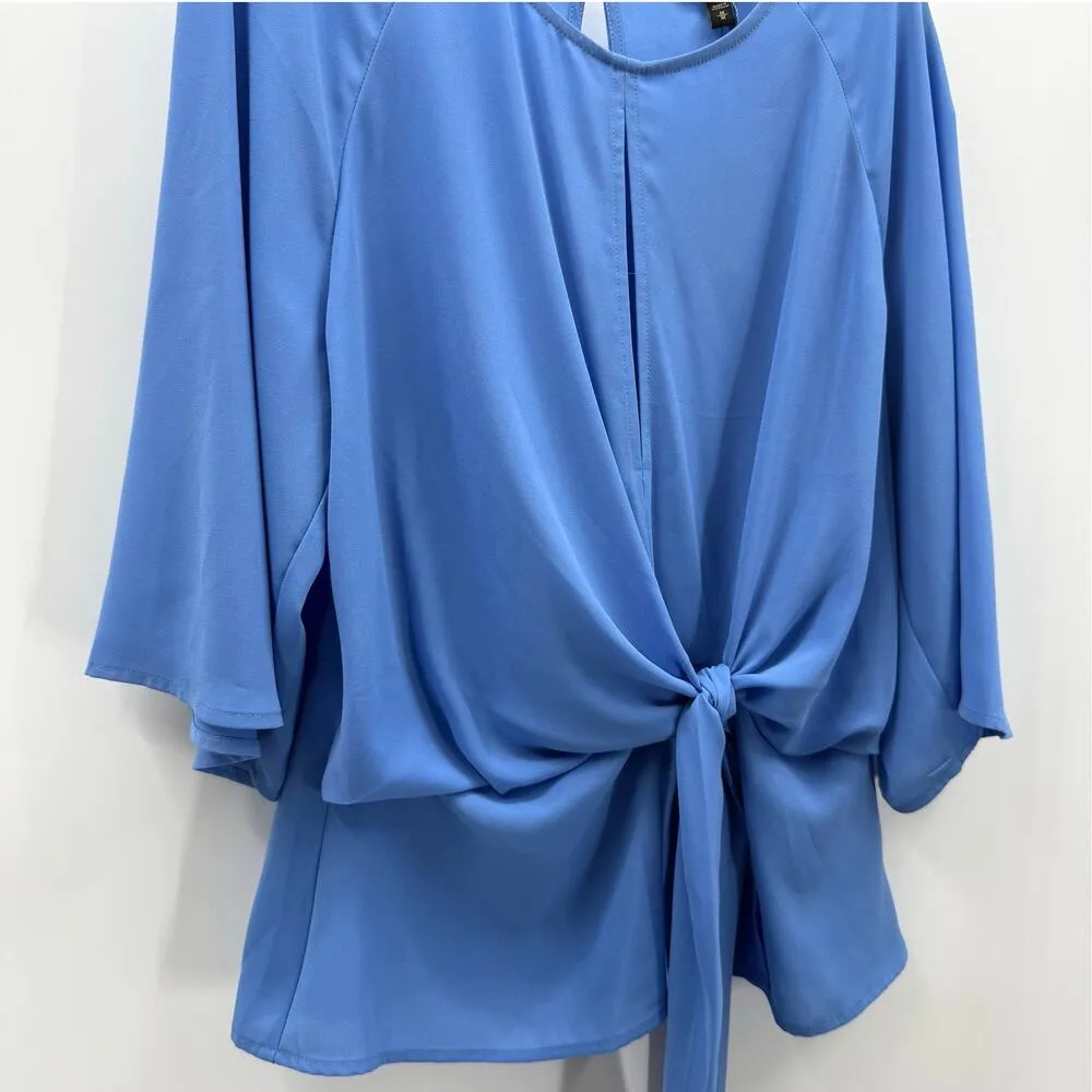 NWT Express Mock Wrap with Front Tie Accent Long Keyhole Neckline Size M - Image 8