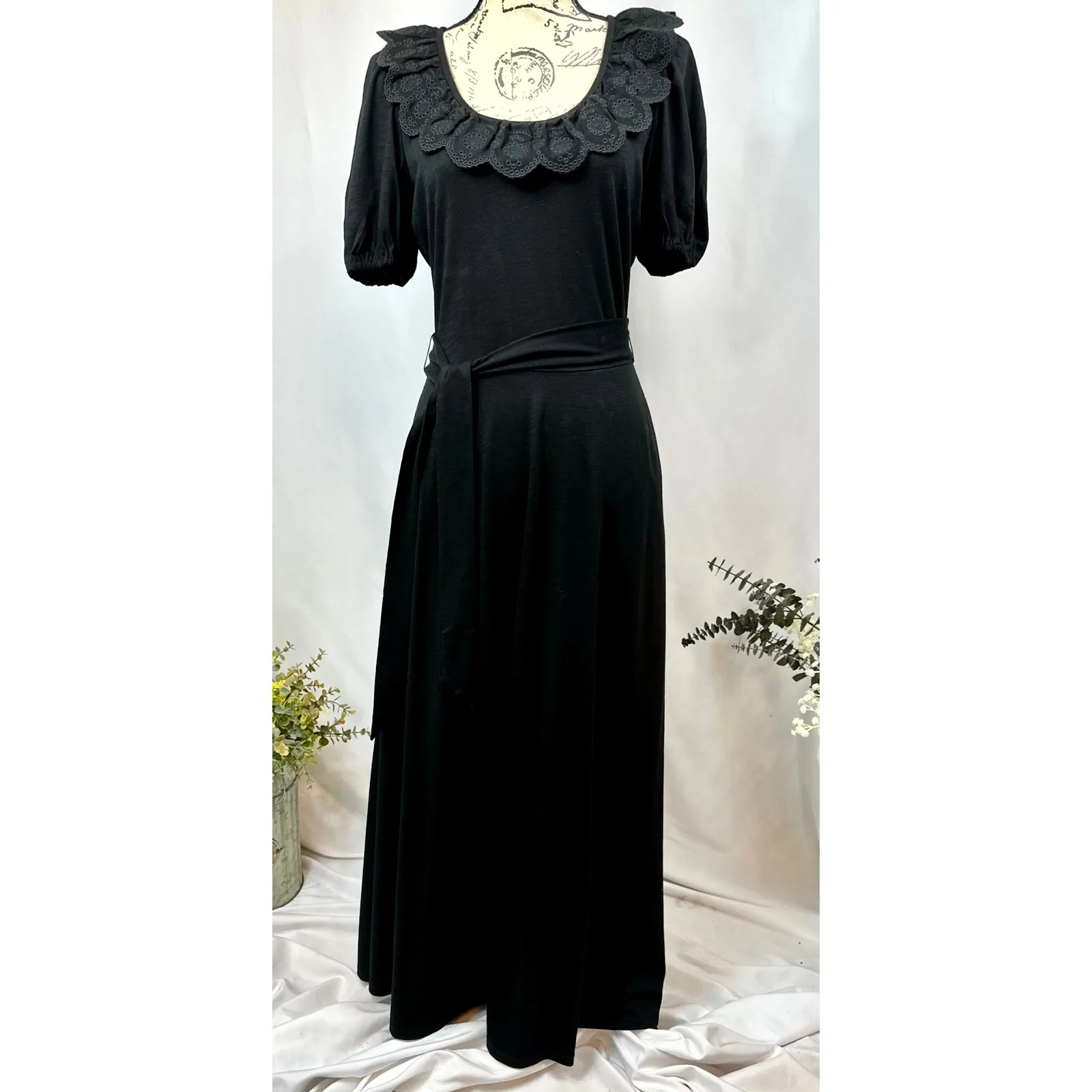 Boden Lace Detail Tie Waist Maxi Dress Black size 6 - Image 5