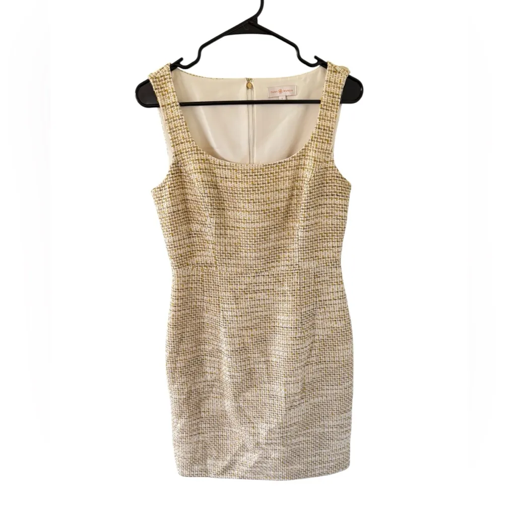 Tory Burch Emma Golden Yellow Tweed Sheath Dress - Image 8
