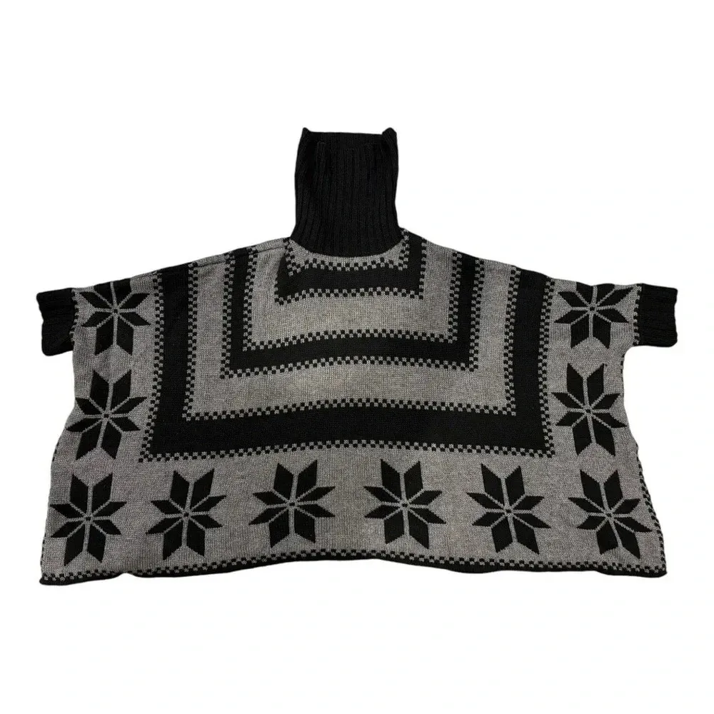 525 America Cashmere Wool Blend Turtleneck Poncho - Image 4
