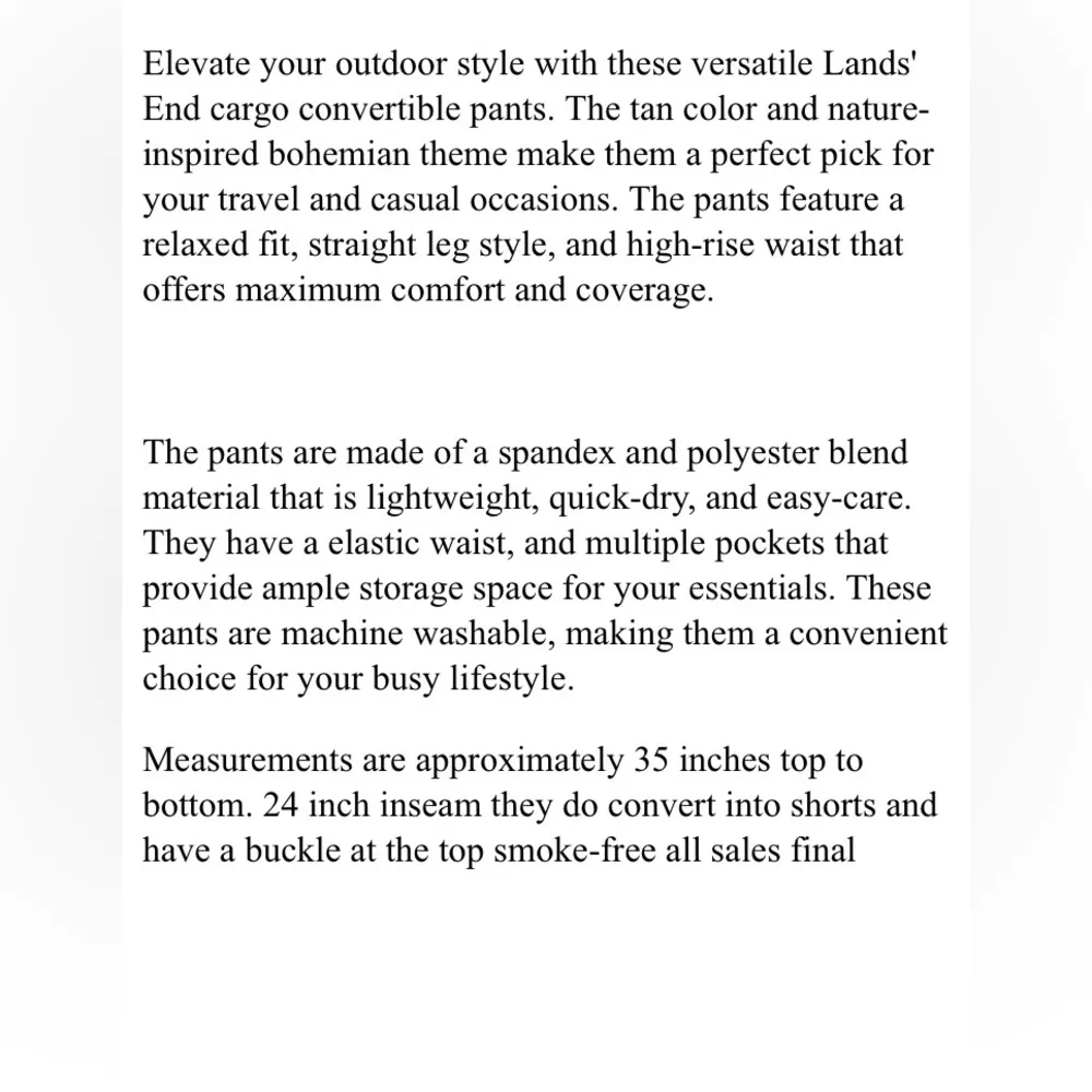 Lands End small tan outdoor quick drying convertible pants - Image 8