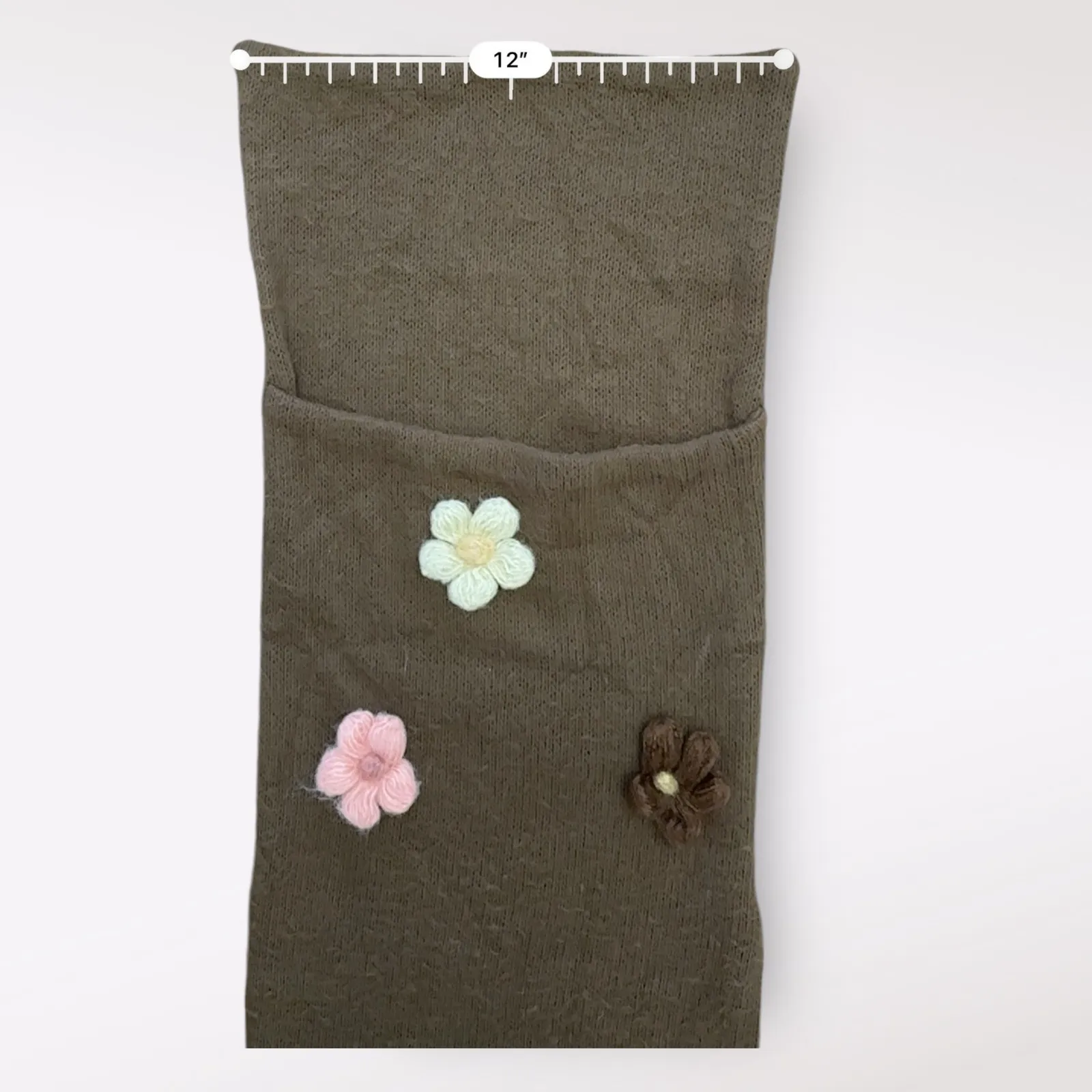 Sooki Des‎ L.A. Vintage Y2K Brown Floral Knit Shrug Scarf Cottage Boho Size M - Image 7