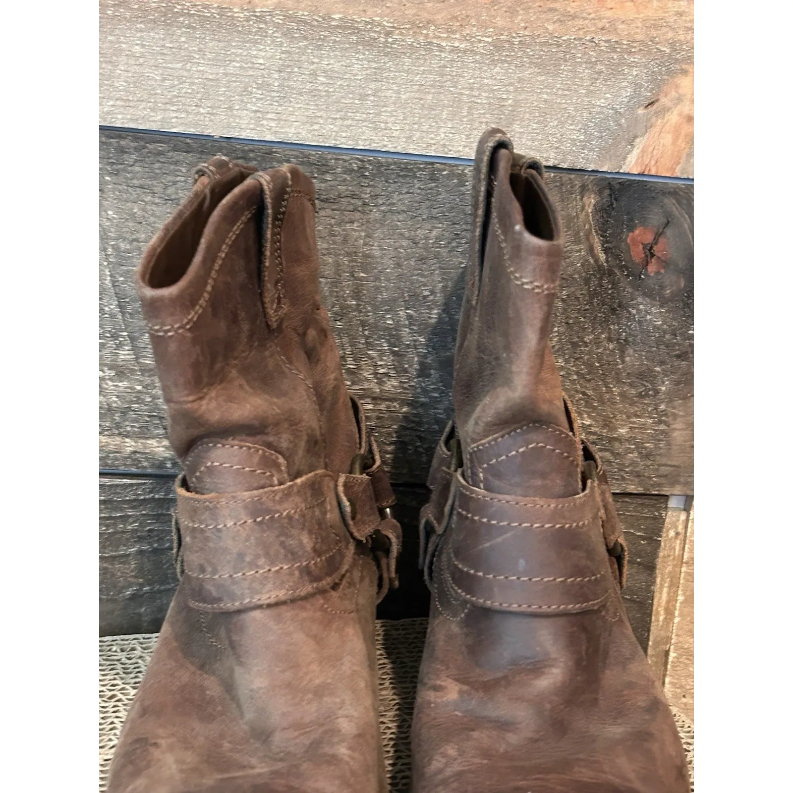 Brown Women's 8 Mossimo Supply Leather Ankle Boots Mossimo Boots Chunky 90s - Image 5