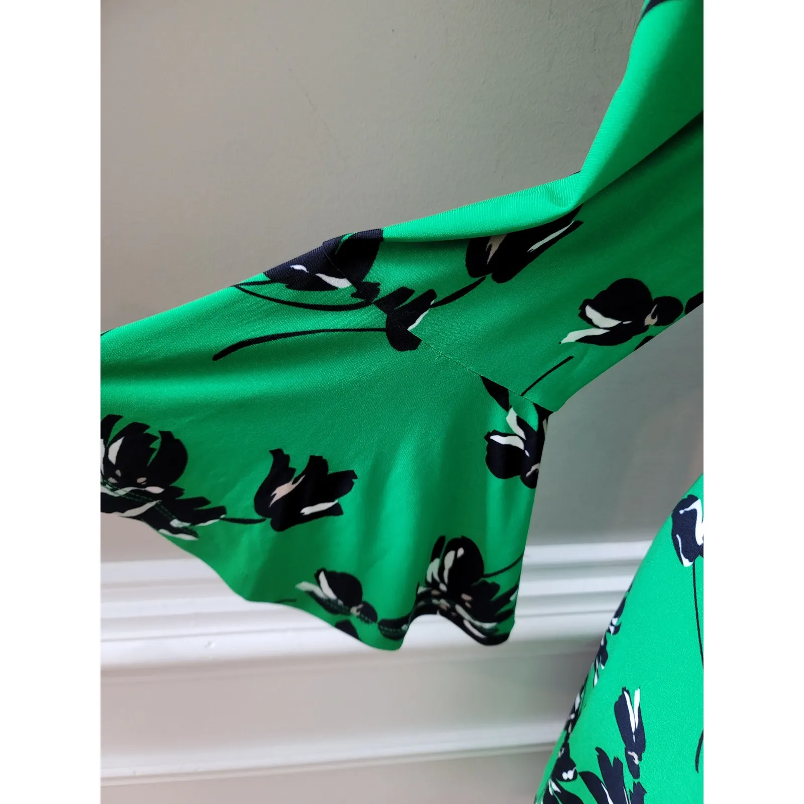 Tommy Hilfiger Dress Womens Small Green Floral Print 3/4 Sleeve Casual Chic - Image 8