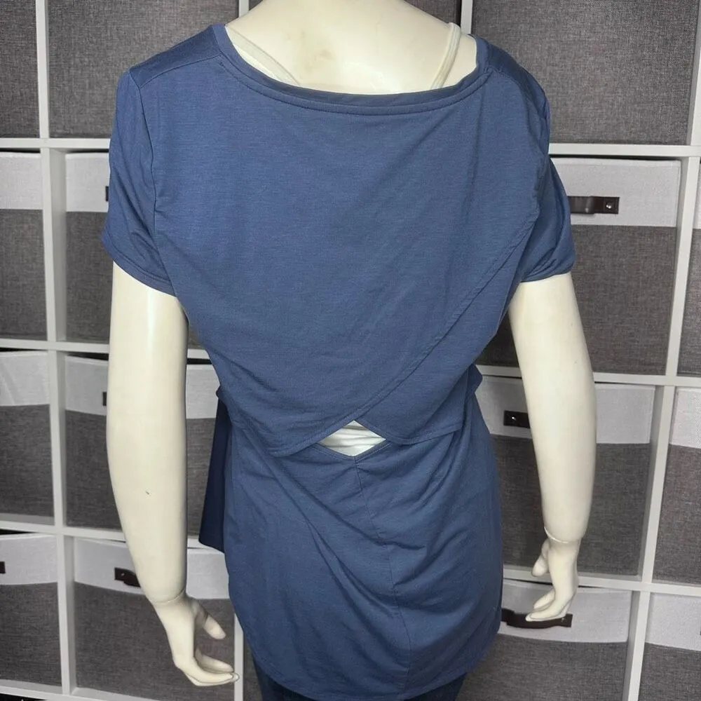 Athleta Essence Cut Out Short Sleeve Top Size Large - Image 4