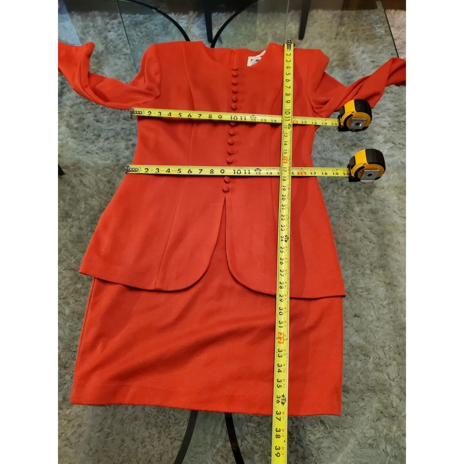 VTG Dani Max Women's Orange Acrylic Round Neck Long Sleeve Knee Length Dress 12 - Image 7