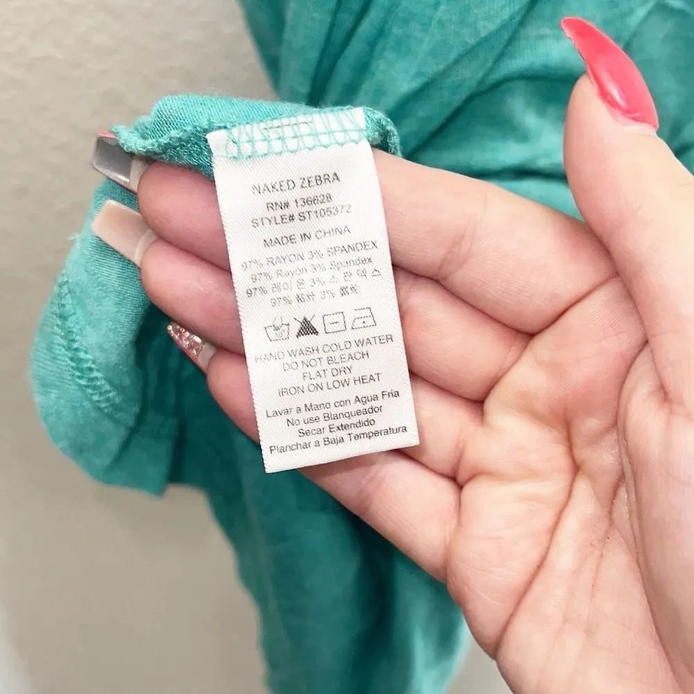 Naked Zebra Teal Fringe V Neck Western Tank Top - Image 7