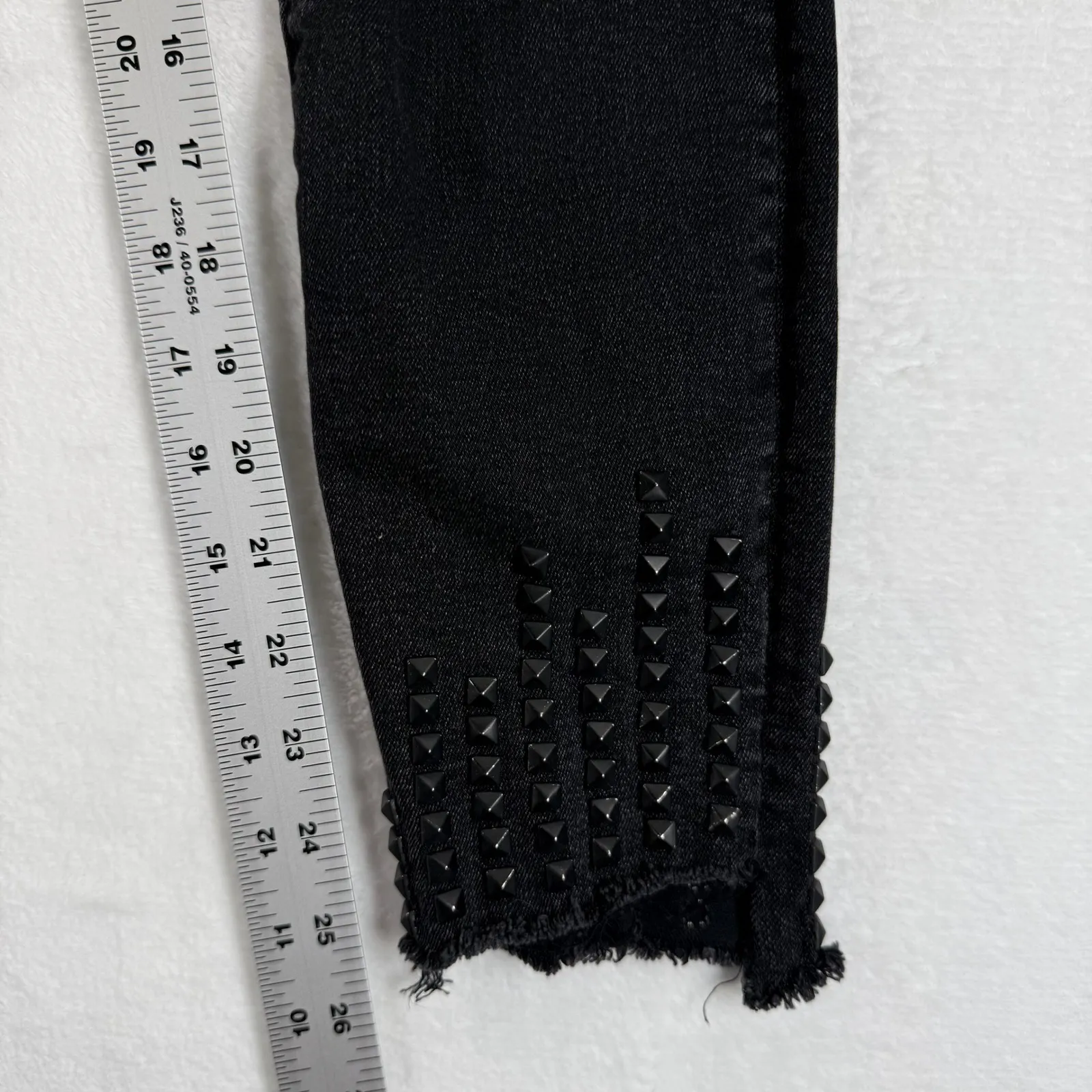 MOTHER the Stunner zip ankle step fray Denim Jeans 27 Black Studded High Rise - Image 7