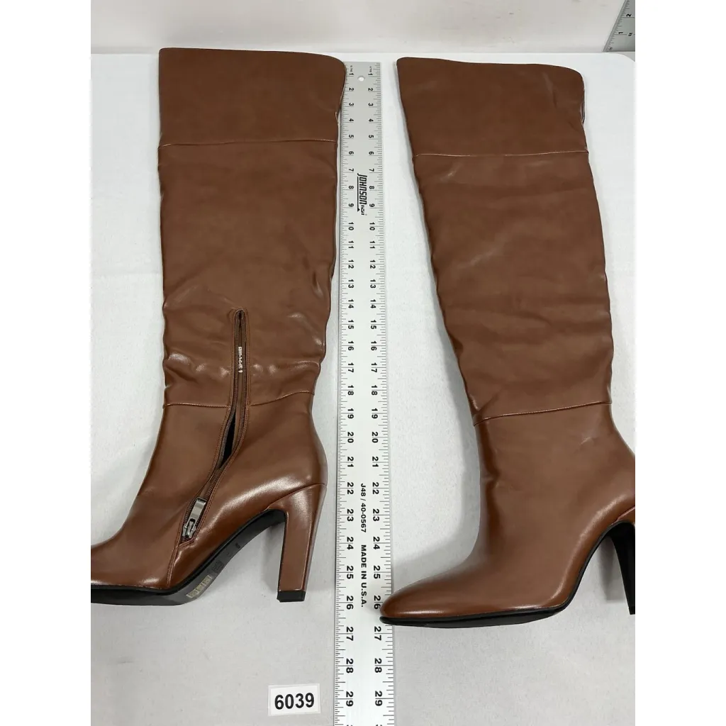 Womans Wet Kiss Pullon Otk Boots 9 Brown Pointed Toe 1/4 Zip Top Folds Heel NWOT - Image 4