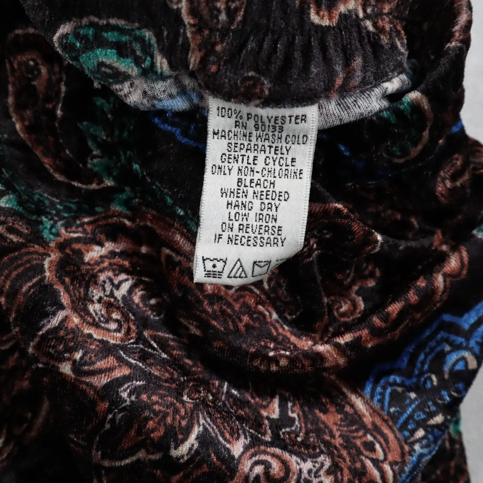 Joan Rivers Black Wide Leg Pull On Velvet Paisley Vintage Whimsy Pants Small - Image 7