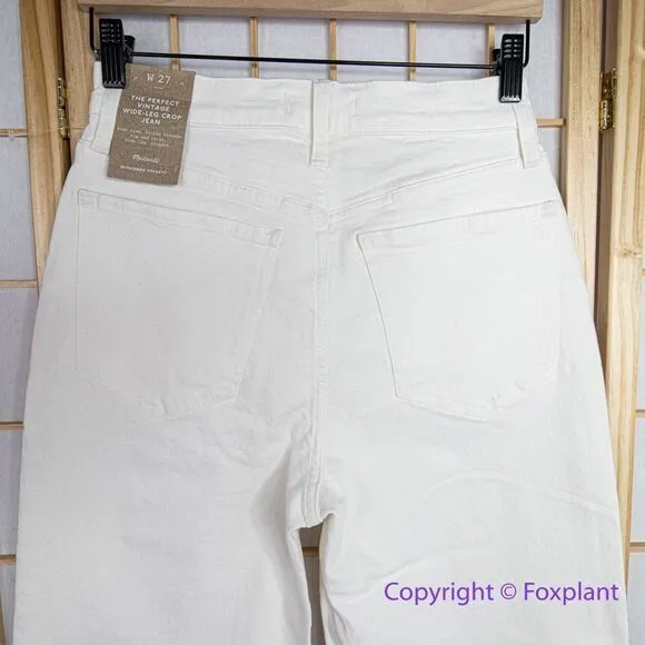 NEW Madewell The Perfect Vintage Wide-Leg Crop Jean‎ Tile White, 27 - Image 13