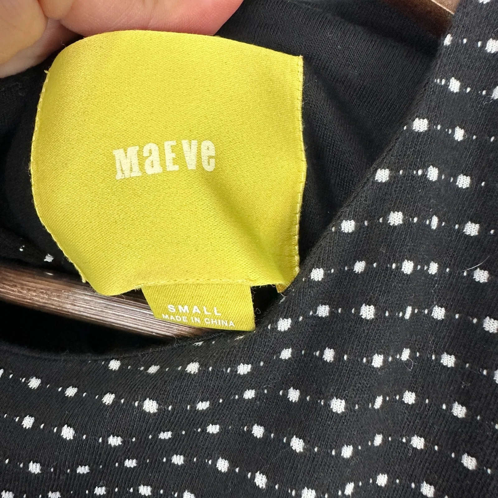 Maeve‎ Dress Women Small Black White Dot Print Short Sleeve Mini Cottagecore Mod - Image 3